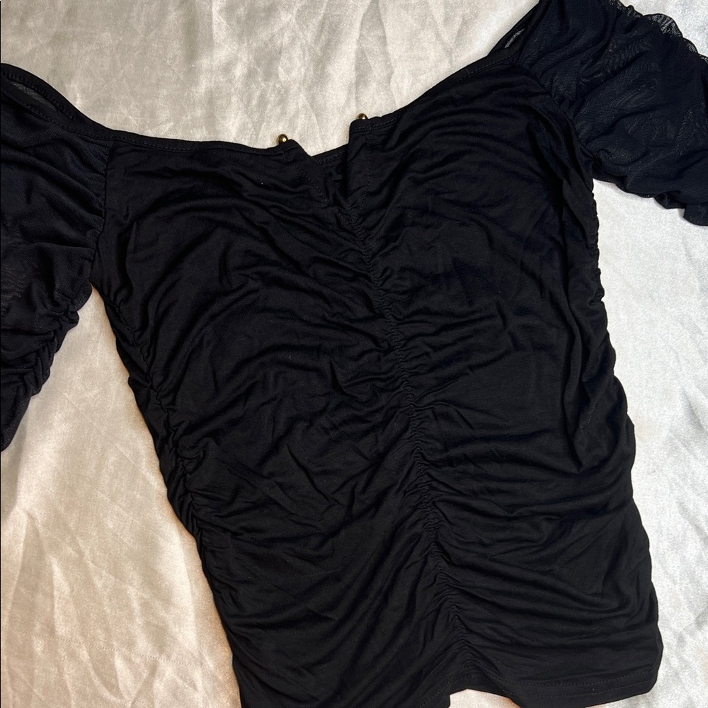 Elegant Black Ruched Women's Top